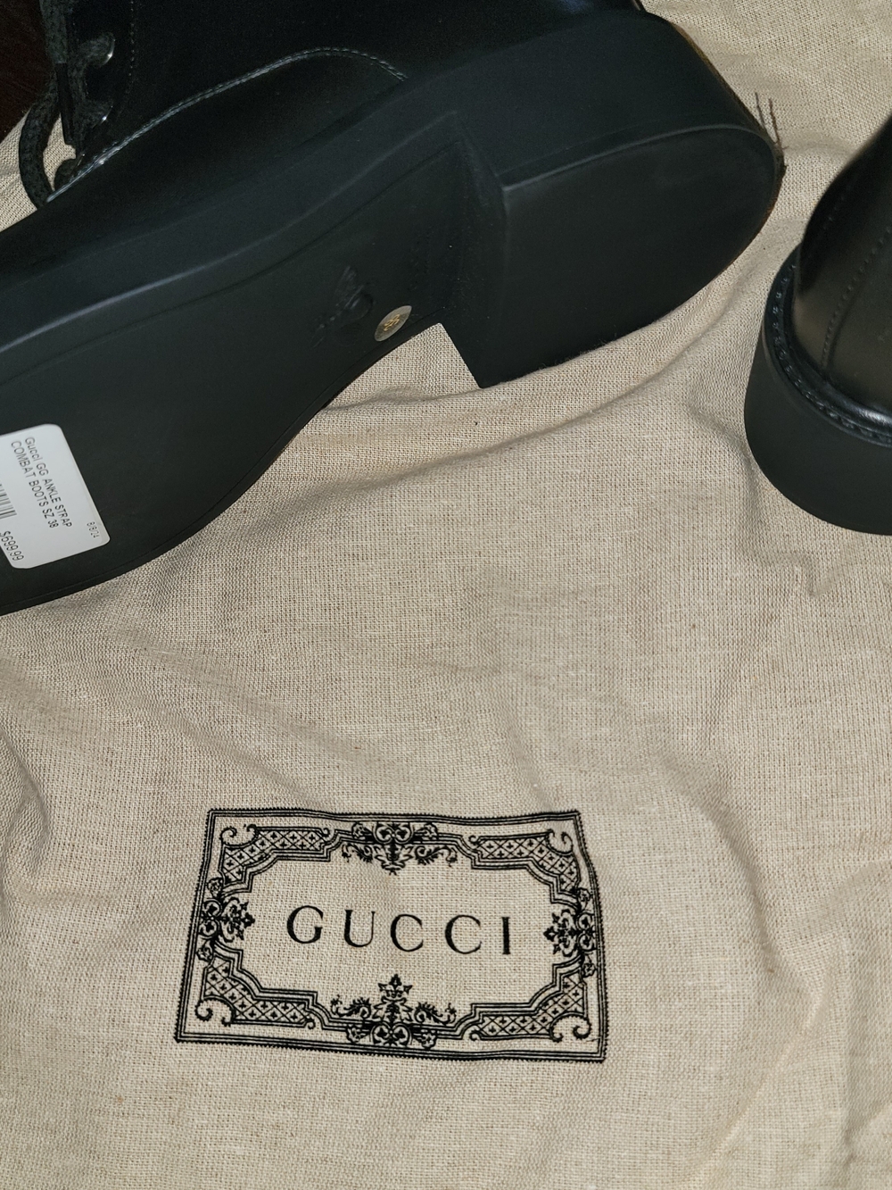 Gucci Black Leather Logo Ankle Boots - Picture 2 of 12